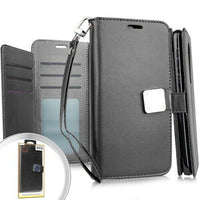 For LG Tribute Royal LM-X320PM Deluxe Wallet Pouch Credit Card Holder Case Phone Cover - Black