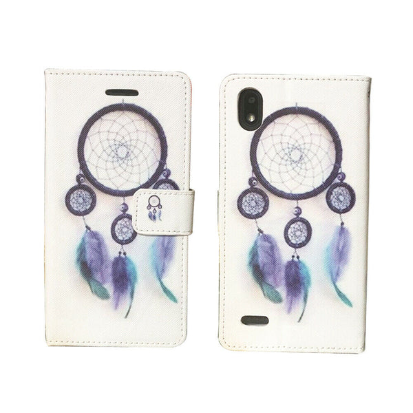 For ZTE Avid 559 Wallet Pouch Credit Card Holder Case Phone Cover - Blue Dream Catcher