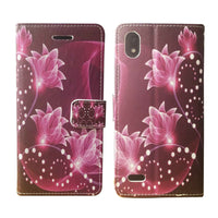For ZTE Blade T2 Lite Z559DL Wallet Pouch Credit Card Holder Case Phone Cover - Purple Lotus