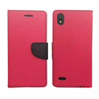 For ZTE Blade T2 Lite Z559DL Wallet Pouch Credit Card Holder Case Phone Cover - Pink-Black