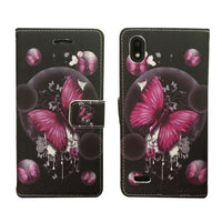 For ZTE Blade T2 Lite Z559DL Wallet Pouch Credit Card Holder Case Phone Cover - Pink Butterfly