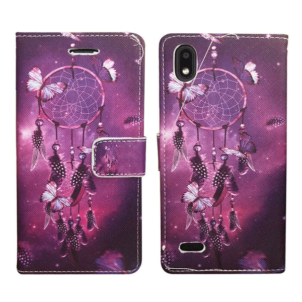 For ZTE Avid 559 Wallet Pouch Credit Card Holder Case Phone Cover - Purple Dream Catcher