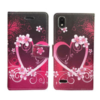 For ZTE Blade T2 Lite Z559DL Wallet Pouch Credit Card Holder Case Phone Cover - Purple Love