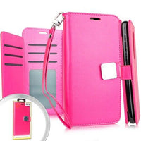 For LG Tribute Royal LM-X320PM Deluxe Wallet Pouch Credit Card Holder Case Phone Cover - Pink