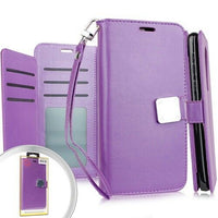 For LG Tribute Royal LM-X320PM Deluxe Wallet Pouch Credit Card Holder Case Phone Cover - Purple