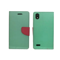For ZTE Blade T2 Lite Z559DL Wallet Pouch Credit Card Holder Case Phone Cover - Teal-Pink