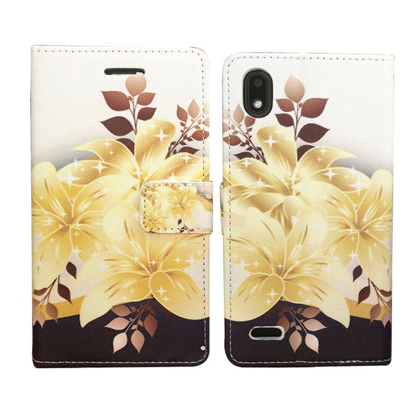 For ZTE Avid 559 Wallet Pouch Credit Card Holder Case Phone Cover - Yellow Flower