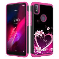 For T-Mobile TCL Revvl 4 Hybrid Dual Cover Phone Case - Pink Heart